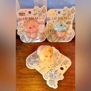 NEW Set 3 ALICE IN WONDERLAND Mushroom Toadstool Shaped Lip Gloss Chapstick
